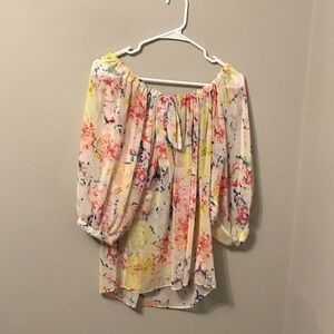 CAbi Multicolor Floral Off-Shoulder Blouse